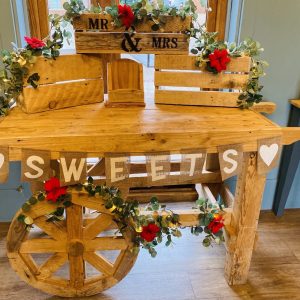 Rustic Wheeled Candy Cart with Crates