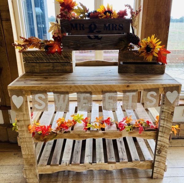 Rustic Non-Wheeled Candy Cart with Crates
