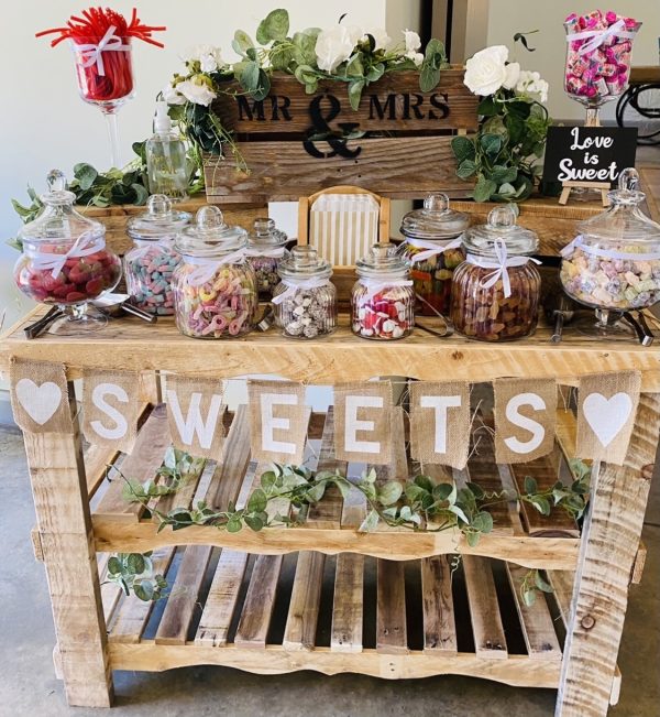 Rustic Non-Wheeled Candy Cart with Crates