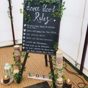 Dance Floor Rules Sign with Moss and Ivy