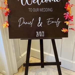 Dark Wood Personalised Welcome to Our Wedding Sign