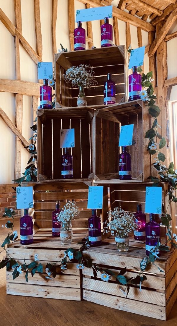 Large Crate Table Plan with Bottles