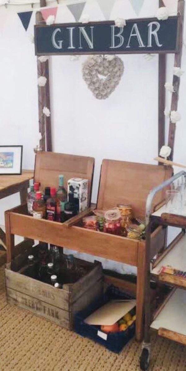 Vintage Desk with Gin Sign