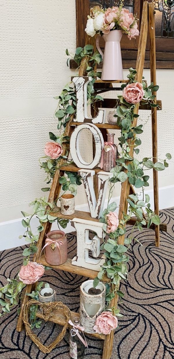 Large Rustic Ladder Decorated