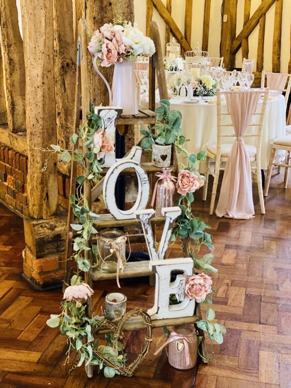 Rustic Small Ladder Decorated