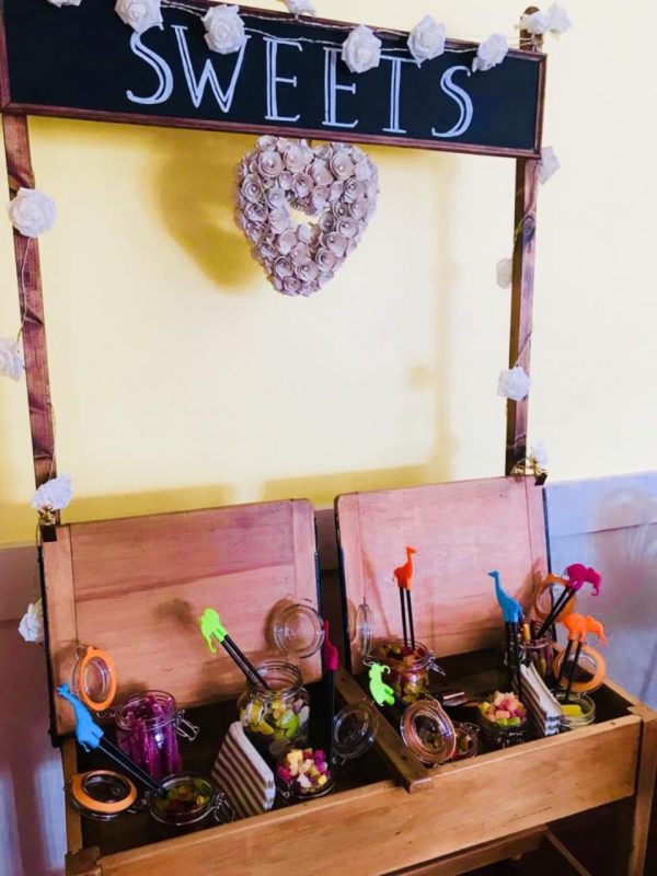 Vintage Desk with Sweets Sign