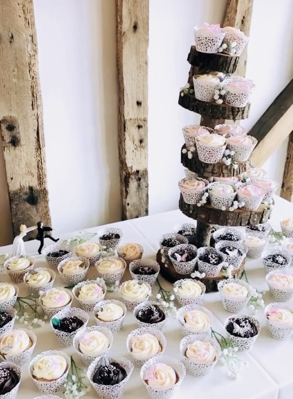 4 Tier Log Slice Rustic Cake and Cupcake Stand-$25